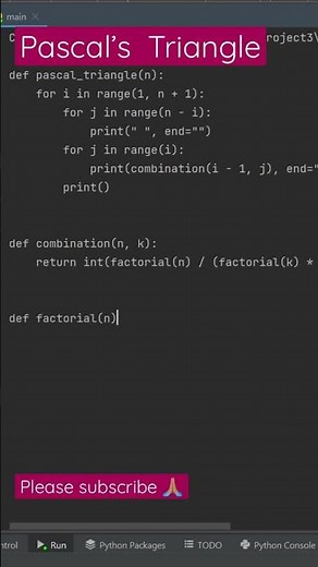 Pascal's triangle using Python