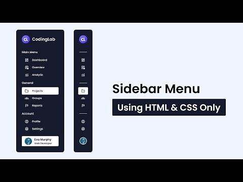 Create a Simple Sidebar Menu in HTML and CSS | Side Navigation Menu Bar