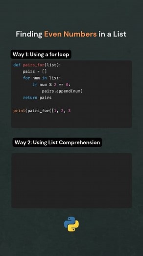 Python code to find even numbers in a list #python #code #programming | Nomad Joao