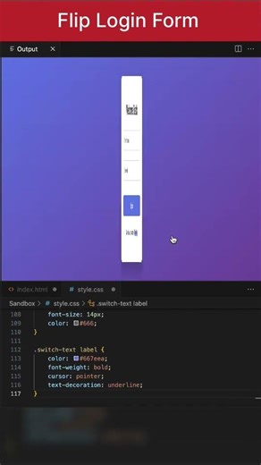 How to create Flip login form HTML and CSS #shorts