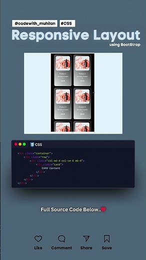 Responsive Layout using BootStrap #codewith_muhilan #css #coding