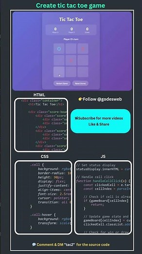 How to Create Tic Tac Toe Game in HTML CSS & JavaScript | javascript game