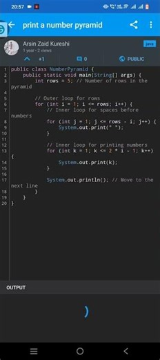 # print a number pyramid # java programming 💕❤️