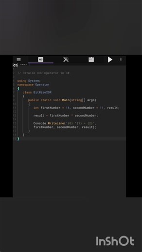 Bitwise XOR Operators in C#. #csharp #programming #javascript #coding #html #js #php #code #coder