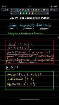 Python Day 19 | Set Operations | union intersection difference