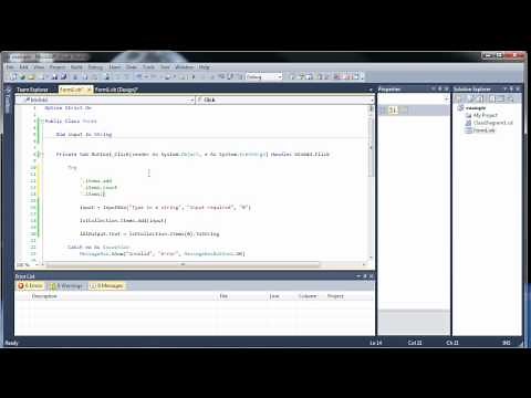 Visual Basic Tutorial 8 - GUI - Input Boxes and List Boxes