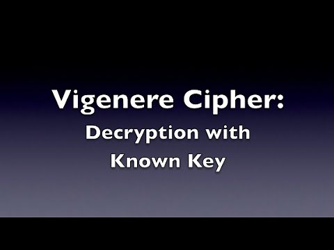 Vigenere Cipher - Decryption (Known Key)