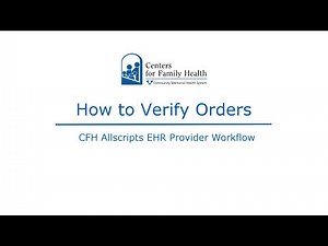 How to Verify Orders in Allscripts EHR (Touchworks)