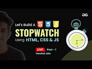 Build a Stopwatch using HTML , CSS and JS only (part -1) | JavaScript Projects Beginners to Advanced