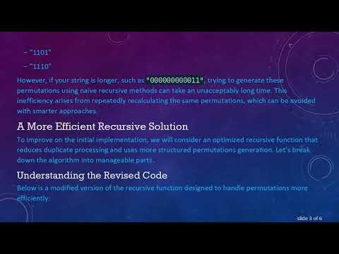 Efficiently Generate Permutations of Binary Strings Using Recursion