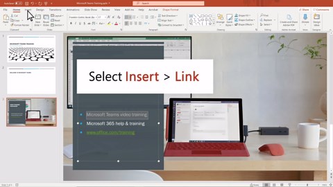 Add a hyperlink to a slide