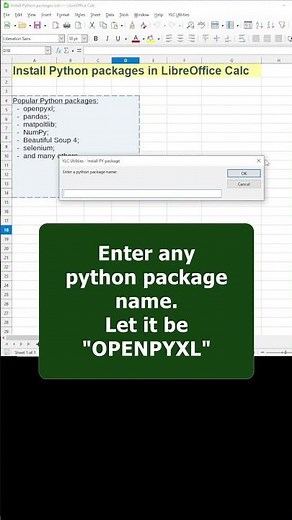 💾 Install Python packages in LibreOffice Calc #shorts