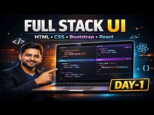 Full Stack UI Development Day 1 | HTML CSS Bootstrap React | Frontend Roadmap 2026
