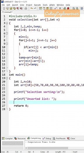 Selection Sort algorithm in Data Structure