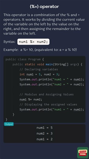 (%=) operator (Assignment Operators in Java)