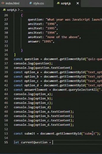 Quiz App JavaScript | Quiz App Html CSS & JavaScript