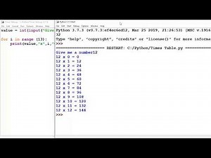 Times Tables (Multiplication) in Python