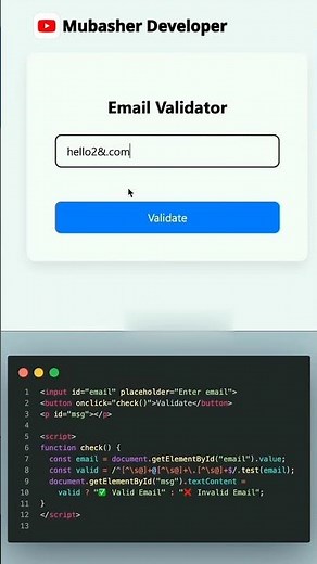 How to Work Email Validator HTML CSS #coding #shorts #tutorial