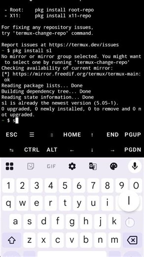 Running sl on Android with Termux! #termux #ethicalhacking