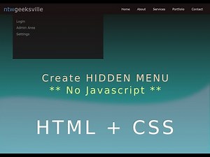 HTML CSS - Hidden Menu - Click and Show - No JavaScript
