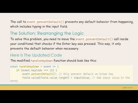 Fixing the Issue of Input Not Working in React with onKeyDown and onChange Events