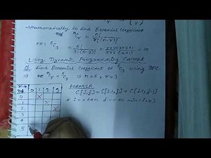 Binomial Coefficient using dynamic programming concepts in design and analysis of algorithm