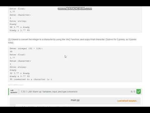 Python Warm up: Variables, input, and type conversion