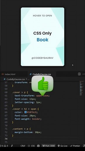 📖 3D Flip Book Card Effect | HTML & CSS #webdevelopment #coding #hovereffect #shorts