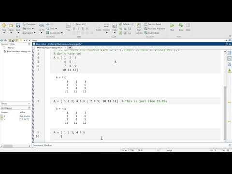Writing Matrices and Accessing Elements in Matlab