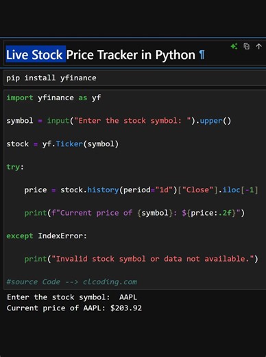 Live Stock Price Tracker in Python | Python Coding
