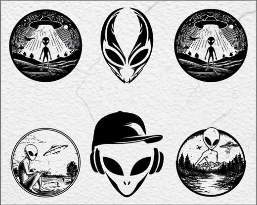 Alien SVG PNG Bundle: Sci-fi Clipart, Cricut Cut Files (digital Download - Etsy