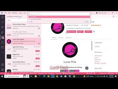How to change Color Theme in Visual Studio Code to Pink