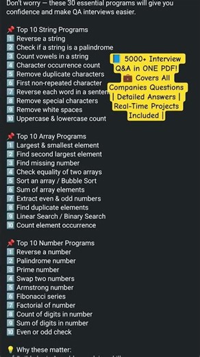 Most Important Java Programs for Automation Testers