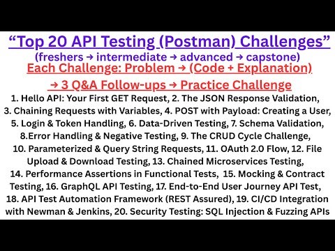 Top API Testing (Postman) challenges with Interview Task, (code + explanation), Follow-Up Q&As !!