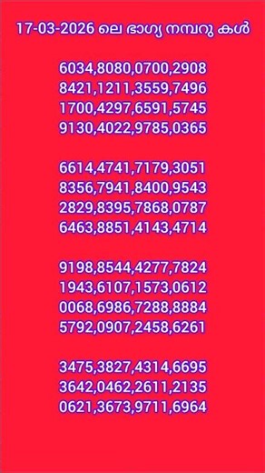 Four Digit Lucky Numbers |17-03-2026| #luckynumber