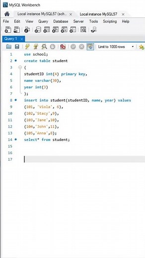 Create database using MYSQL Workbench