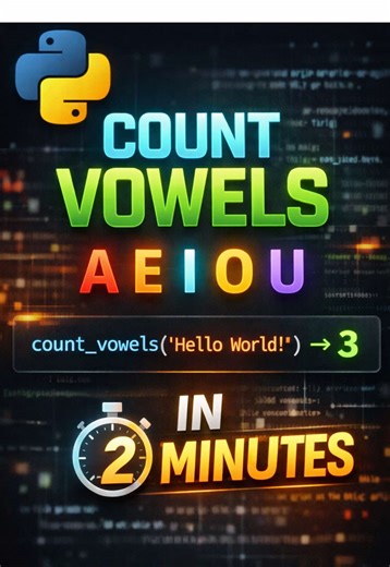 Count Vowel Characters in a String using Python Function #python #programming #coding #tutorials #teachersoftiktok