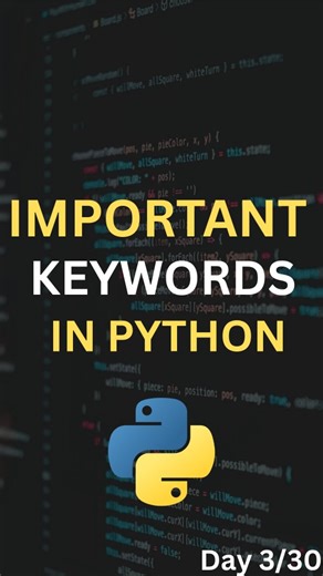 Avani Hiranandani | Coding & AI Educator on Instagram: "Comment “KEYWORDS” to get Python keyword notes + practice in your DM 📩 Ep 3- Python 0 to Pro in 30 Days In this reel I’m explaining the most important Python keywords you must know as a beginner. This includes keywords related to data types, variables, input output, conditions, loops, and functions that you’ll use in almost every Python program. If you get confused while reading code or writing logic, understanding these keywords wi