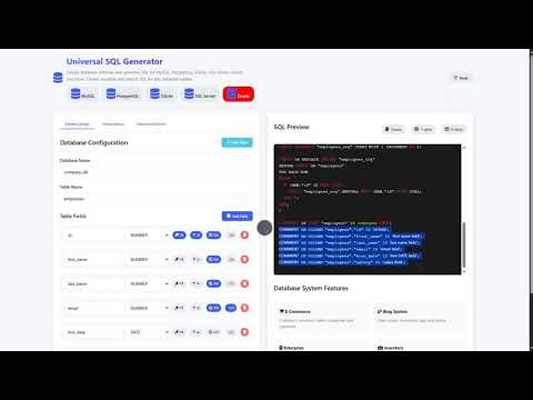 Universal SQL Generator Using HTML, CSS and JavaScript with Source Code