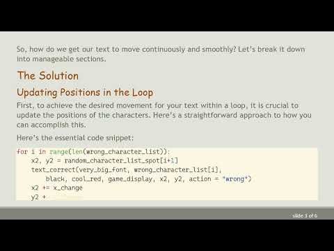 How to Make Text Move Constantly in a Pygame Loop
