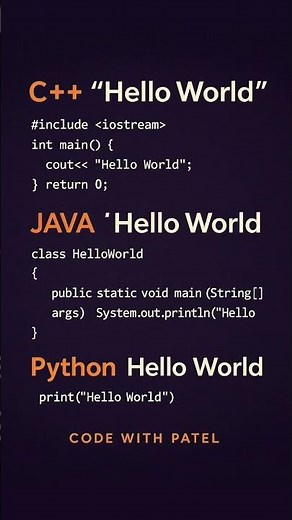C++ vs Java vs Python | Hello World Program Comparison 💻🔥 | Programming Languages Explained! #python