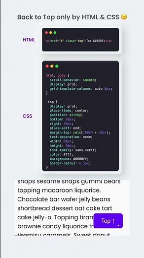 🔝 Back to Top Button with Only HTML & CSS3! 🚀✨ | No JavaScript Needed||#shorts #coding #video #web