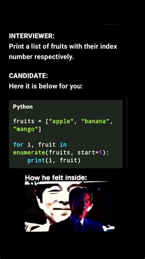 😱 Most coders don't know enumerate() with "start"💥 #code #python #pythonprogramming #viral #tips