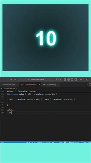 10 Second Countdown Timer Using HTML CSS JavaScript 🔥#shorts #coding #uidesignlearning #webdesign