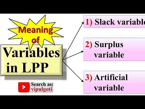 Variables in LPP|Meaning of variables|Slack variable|Surplus variable|Artificial variable|GTU|OR