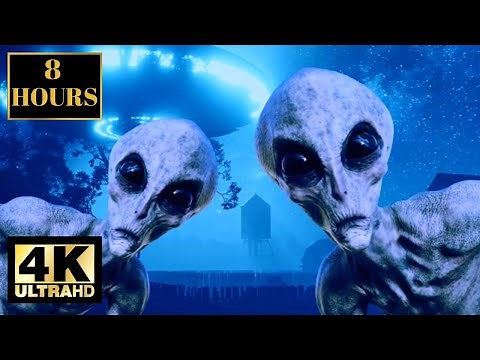 Space Aliens UFO SPACESHIP Visiting Earth Wallpaper Background Screensaver 8 HOURS 4K With Music