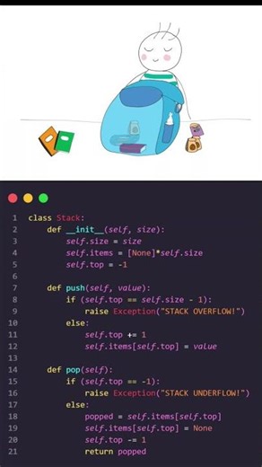 Stack Implementation in Python Simplified | TanishkBhatt | #python #coding #stack #datastructures