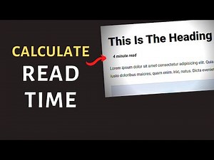 Display Read Time In An Article (using JavaScript)