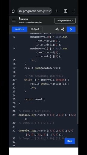 Insert Interval in JavaScript | Merge Overlapping Intervals Coding Interview Question
