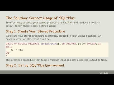How to Execute a Stored Procedure with Boolean Output in SQL*Plus